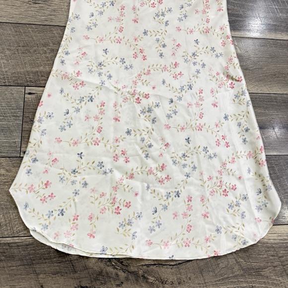 Y2K Gilligan OMalley Floral Satin Chemise Ivory Slip Babydoll Nightgown Sz Small - Picture 6 of 8